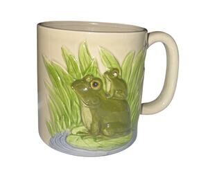 Vintage Hand Crafted Otagiri Japan 3D Green Frog Coffee Cup Mug Whimsy Flaw